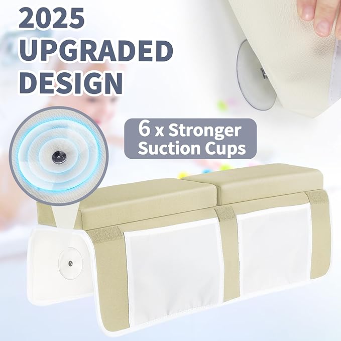 URMYWO Bath Kneeler and Elbow Rest Pad Set - 1.5" Thick Baby Bath Kneeler Pads with Toys Organizer, Anti-Slip Cozy Knee & Arm Support Bathtub Mat, Quick Dry Kneeling Pad for Baby Bath Time