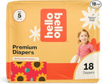 Hello Bello Diapers, Size 5 (27 lbs) Flower Child, 18 Count of Premium Disposable Baby Diapers, Hypoallergenic with Soft, Cloth-Like Feel