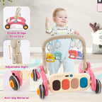 Baby Play Gym Walker Kick and Play Piano Gym for Boys Girls Play Mat Musical Tummy Time Mat Infant Christmas Newborn Gifts Toddlers (Fox Upgraded)