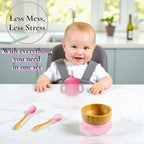 Bamboo Suction Plate and Bowl Set for Babies 7 Feeding Essentials Baby Led Weaning Supplies BPA Free Eco-Friendly (Purple)