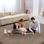 Baby Play Mat for Floor Tummy Time Nursery Rug Muscle Area Rug Playroom Rug Tatami 50 * 50" Memory Foam 1.3" Thick Crawling Mat For Babies,Toddlers, Infants, Kids,Floor Mat(Brown)