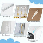 HONEY JOY Kids Kitchen Playset, Wooden Little Chef Pretend Toy Kitchen Set w/Chalkboard, Telephone, Utensils, Oven, Microwave, Sink, Storage, Play Kitchen for Toddlers Boys Girls, White Golden