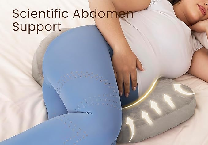 Pregnancy Pillow for Sleeping Memory Foam Pillow for Side Sleeper, Maternity Pillow Support for Back, Belly, HIPS for Pregnant Women, Portable and Adjustable Travel Wedge Velvet Grey