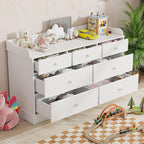 Vabches Kids Dresser Cabinet with 7 Drawers, Changing Table for Nursery, White Chest of Drawers, Baby Dresser, Kids Bedroom Furniture, Nightstand for Child’s Room, White