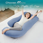 Sasttie Pregnancy Pillows for Sleeping, Jumbo U Shaped Cooling Full Body Pillow with Removable Cover, Pregnant Women Must Haves, Maternity Essential, Blue