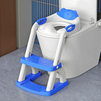SKYROKU Potty Training Toilet, New Sector-Shape Stabilized Base two in one Toddler Toilet Seat with Splash Guard, Anti Slip Pad, and Step Stool Dark Blue
