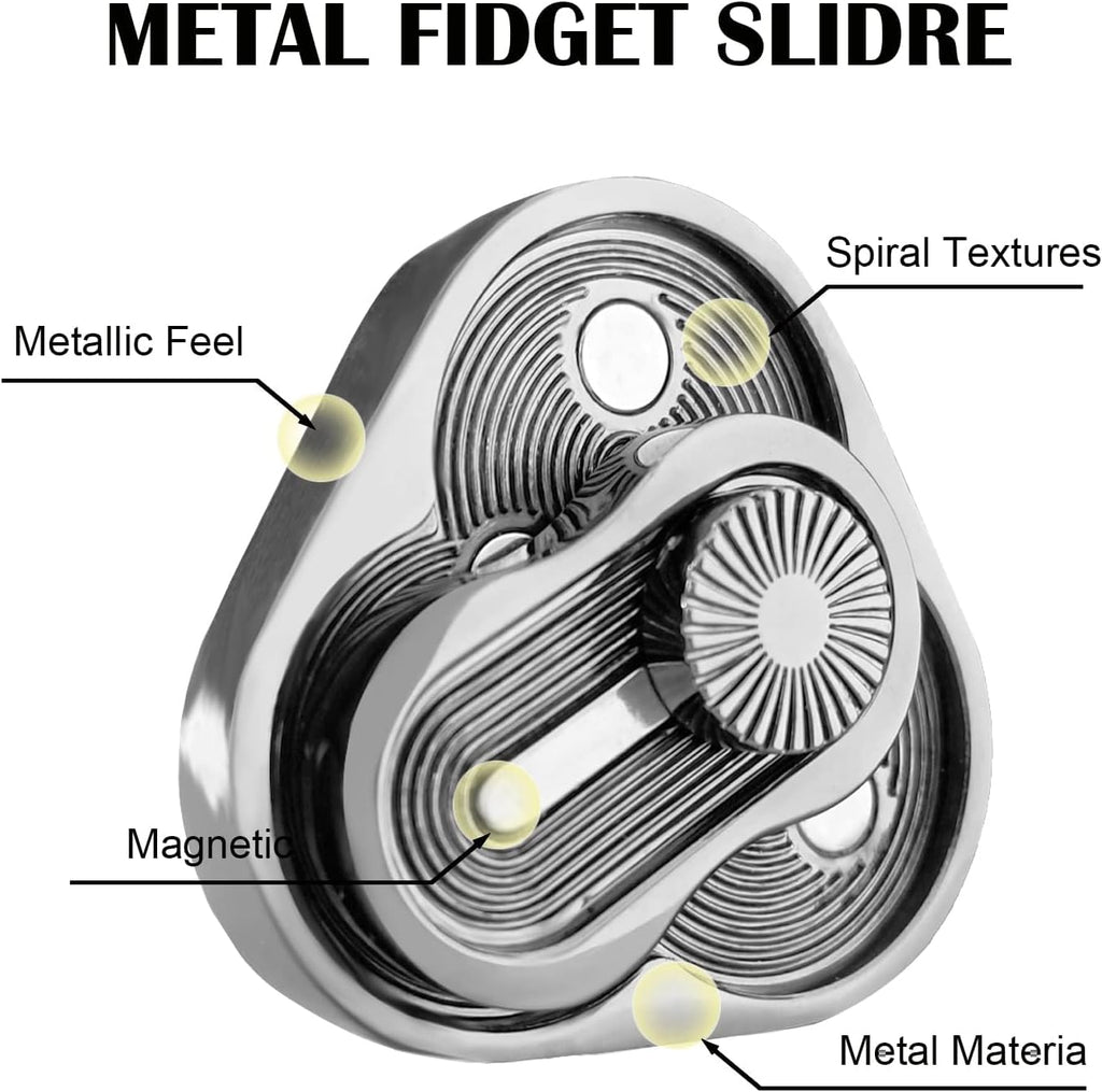Metal Fidget Slider,Triangle Rotation Metal Fidget Toys, Clover Shape EDC Adult Toys ,Fidget Toys Adults for Stress and Anxiety Relief，ADHD Fidget Toys Adults Suitable for Office (Silver)