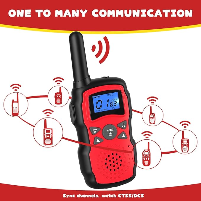 Wishouse Kids Walkie Talkies Rechargeable 3 Pack, Girls Boys Toys Age 7 8 9 10 for Outdoor Camping Adventure Games with Flashlight, Birthday Xmas Gift for 4 5 6 Year Old Children