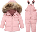 Baby Girl Winter Snowsuit Coat Boy Fur Snow Pants Bib Jacket For Toddler Clothes