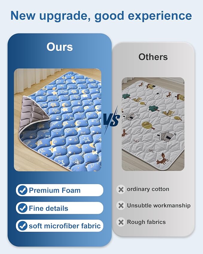 Odorless Premium Foam Baby Play Mat 47" x 47", Soft Microfiber Fabric Crawling Mat for Floor- Comfortable and Hypoallergenic, Non-Slip Cushioned Floor Playpen mat for Infants,Babies,Toddlers