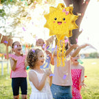 WERNNSAI Sun Pinata-Sunshine Party Decorations pull string Sun Pinata with Blindfold and Bat for Girls Kids Sun Brithday Baby Shower Summer Party Game Supplies