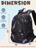 BLUEFAIRY Kids Backpack for Boys Elementary Primary School Bags for Childs Black Bagpack Book Bag Back to School Gifts for Son Mochilas Escolares para Niños 17" Large Compartment Black/Red