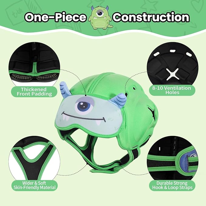 Mambobaby Baby Head Protector Baby Helmet for Crawling Walking,Safety Helmet,Extra-Thick Deep Forehead Padding, Ultra-Light, Breathable, Toddler Helmet 6-24 Months-Monster
