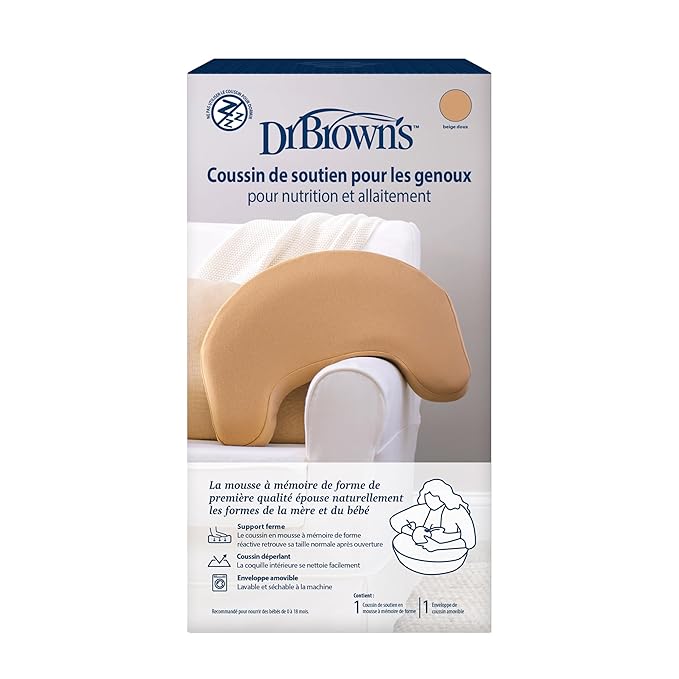 Dr. Brown's Feeding and Nursing Lap Support Pillow with Cover, Premium Memory Foam, Responsive Firm Support, Gentle Beige