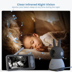 ieGeek Baby Monitor with 2K HD Resolution, Pan-Tilt-Zoom Video Baby Monitor Camera, 5'' LCD Screen & App Control, Night Vision, Cry and Motion Detection, Temp & Humidity Sensor, Two Way Audio, VOX