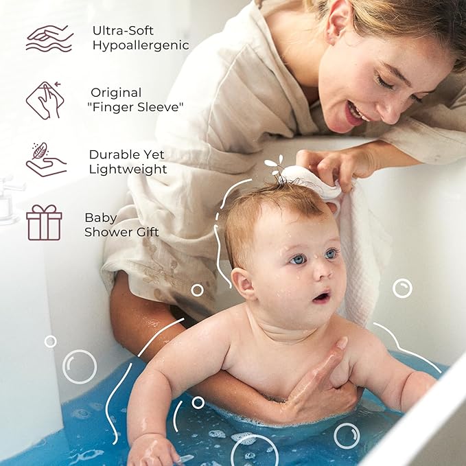 Momcozy Soft & Absorbent Baby Washcloths - 4 Layer Design| Medium Thickness| Premium Cotton for Newborns' Skin-Great for Bathing, Wiping & on-The-go Use, Shower Gift and Essential(5 Pack, 10x10 inch)