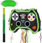WERNNSAI Foldable Video Game Piñata - Pull String Gaming Birthday Party Supplies Extendable Piñata with Blindfold Bat and Tassels Game On Birthday Party Decoration Folding Piñatas for Classroom Game