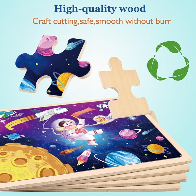 Wooden Puzzles for Kids Ages 4-6, 4 Packs 60 PCs Animal Dinosaur Jigsaw Puzzles for Children Ages 4-8,Preschool Educational Puzzles Boards Toys Gifts for Boys Girls