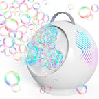 Bubble Machine Automatic Bubble Blower for Kids Toddlers Rechargeable Portable Spherical LED Bubble Maker Electric Auto Rotating 45°/360° Outdoor Toy Birthday Party Wedding (Spherical White)
