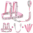 Accmor Toddler Harness Leash, Reflective Kids Leashes with Anti Lost Wrist Link, 3 in 1 Child Harnesses with Key Lock Design for Girls, Baby Walking Wristband Rope Protection Belt Tether.