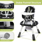 15 in 1 Convertiable High Chair for Babies and Toddlers, 2 in 1 Highchair & Activity Center w/Toys, Booster Seat, Toddler Chair w/5-Point Harness & Removable Tray & 2-Layer Cusion (Black)