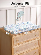TILLYOU Muslin Changing Pad Cover for Baby Girls Boys, Soft and Breathable Cotton Diaper Changing Table Cover, 2 Pack(Blue Flower)