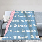 Personalized Baby Blankets for Boys Girls, Custom Name Blue Dog Paws Pattern Baby Blanket, Soft Minky Dot Blanket for Newborns and Toddlers, Ideal for Baby Showers Christmas Brithday Gifts