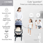 Toddler Harness Walking Leash- Child Anti Lost Wrist Link - Child Safety Harness - Upgrade with Reflective(6.5ft) - for Boys and Girls,Not Easy to Open Without Key (Cool Black)