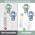 3 Pack Silicone Sleeves for Dr. Brown's Glass Baby Bottles - Drop Protection Baby Bottle Sleeves,Compatible with Dr. Brown's Newborn Glass Bottles,with Silicone Handles,8 oz
