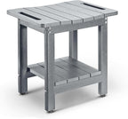 HDPE Shower Bench Seat Capacity 300LB, Waterproof Bathroom Stool with Side Carry Holes, Compact 16.8" L Design, Non-Slip Shower Seat for Elderly, Shaving Legs & Spa - Indoor/Outdoor Use (Gray)