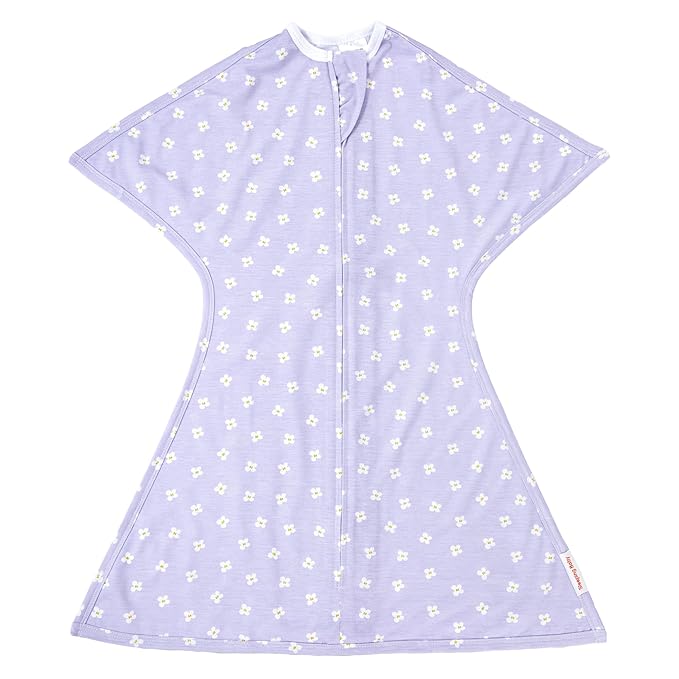 SleepingBaby Zipadee-Zip Transition Swaddle - Cozy Baby Swaddle Blanket with Zipper Convenience - Roomy Wearable Blanket for Easy Diaper Changes - Paperwhite Flowers, Small (4-8 Month)