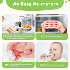 Bear Baby Fruit Food Feeder & Mini Freezer Nibble Tray Combo, 2 Pack Breastmilk Popsicle Molds for Baby Teething Relief, BPA Free Silicone Feeder for Safe Infant Self Feeding, Dishwasher Safe