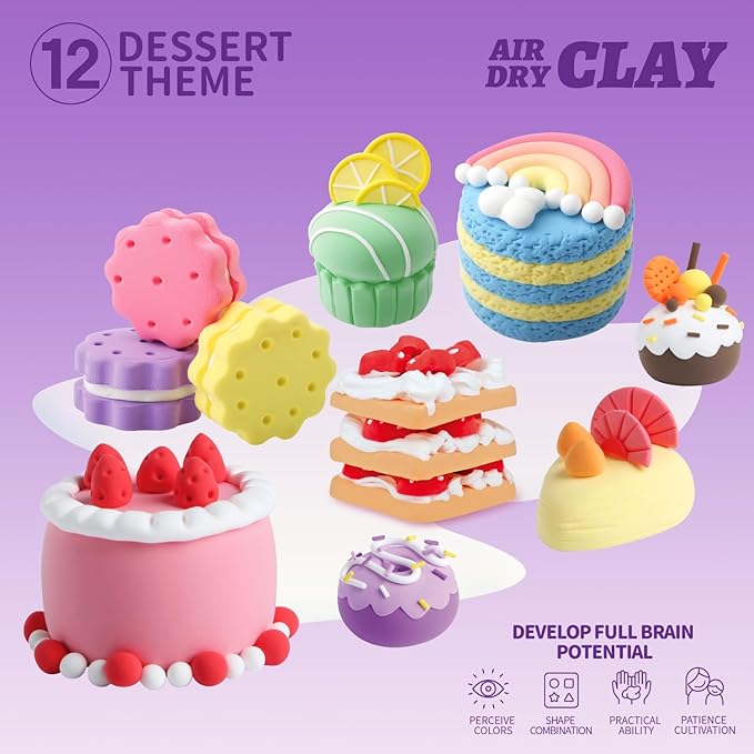 Air Dry Clay Kits - Modeling Clay for Kids, Ultra Light & Soft, Safe & Non-Toxic, DIY Air Dry Clays Kit with Sculpting Tools and Tutorials, Creatible Art Crafts Toys Gifts for Boys Girls