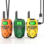 Walkie Talkies Toys for Kids Rechargeable, Long Range 2 Way Radio, Outdoor Camping Games Party Toys for 3 4 5 8-12 Year Old Boys Birthday Xmas Gift for Kids, 3 Pack
