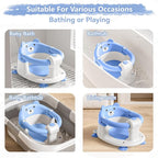 Baby Bath Seat for Babies 6 Months & Up, Toddler Bath Seats for Babies Sitting Up, Non-Slip Infant Bath Tub Chair with 4 Suction Cups & Soft Cushion for Shower, Compact Toddler Bathtub Seat, Blue