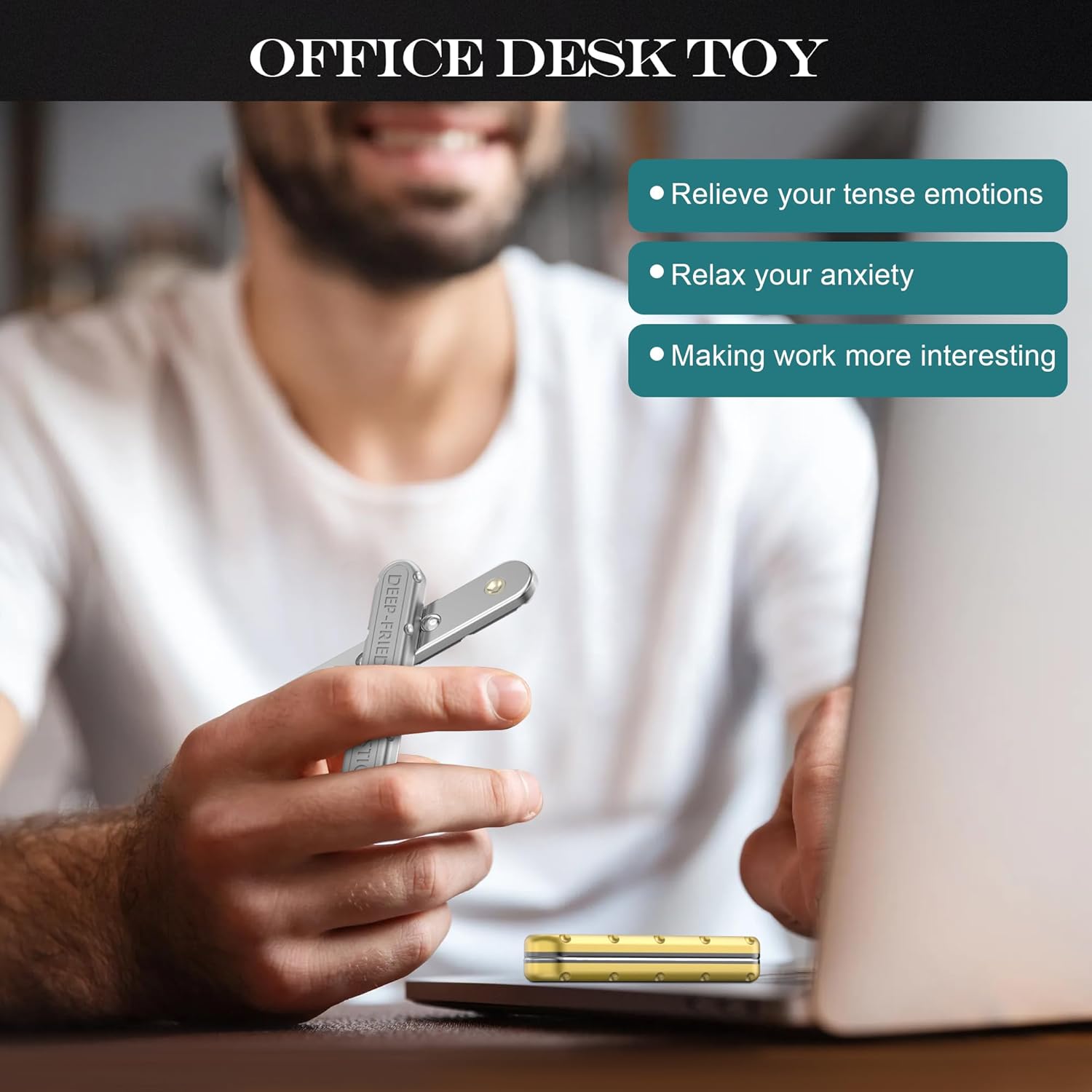 Metal Fidget Slider- EDC Slider Fidget Toys for Adults,Fidget Spinner Toys, Sensory Toys Anxiety Stress Relief Desk Toys Gifts for Boyfriend and Friends(Silver)