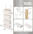 ANTIS'S HOME Nursery Over The Door Organizer Boho Decor Nursery Storage with 4 Large Woven Pockets, Macrame Nursery Organizers and Toys Storage, Behind Door for Bathroom, Bedroom