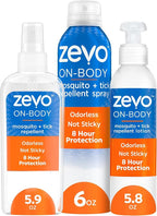 Zevo On-Body Tick & Mosquito Repellent Spray & Bug Repellent Lotion - 8 Hour Insect Protection - Odorless & Non-Sticky (1 Lotion, 1 Pump Bottle & 1 Aerosol Bottle)