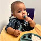 TalkTools ITSY Tiny Silicone Spoons – Twin Pack Soft Silicone Self-Feeding Training Spoons for Kids & Toddlers, Anti-Choking Flange Guard and Non-Slip Handle (Sage)