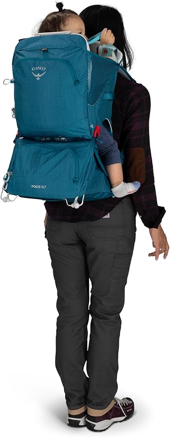 Osprey Poco SLT Lightweight Child Carrier Backpack - Slimmed-Down Hiking Carrier for Toddlers with Safety Harness, Sunshade, and Ventilated Backpanel - Lightweight Travel-Friendly Option