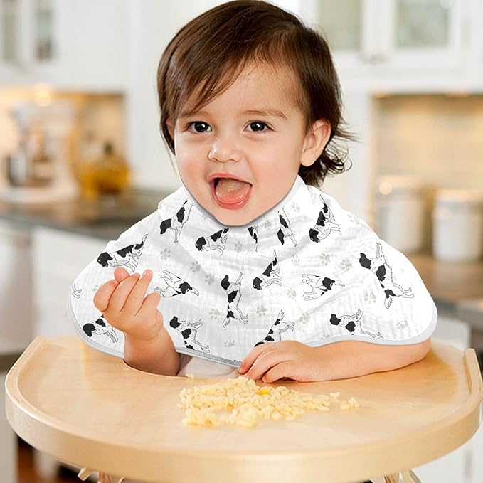 1 Pack Muslin Burp Cloths Stabyhoun Dogs White Cotton Baby Burp Cloths Ultra Absorbent and Soft Burping Cloth for Newborn Boys Girls 22x11 Inch