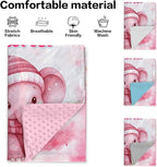 Personalized Baby Blankets for Girls, Custom Name Pink Elephant Pattern Baby Blanket, Soft Minky Dot Blanket for Newborns and Toddlers, Ideal for Baby Showers Christmas Brithday Gifts