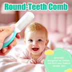 Baby Hair Brush and Comb Set, 4Pcs Baby Soft Bristles Hairbrush Cradle Cap Brush Hair Comb for Newborns Toddlers Boys Girls (Green)