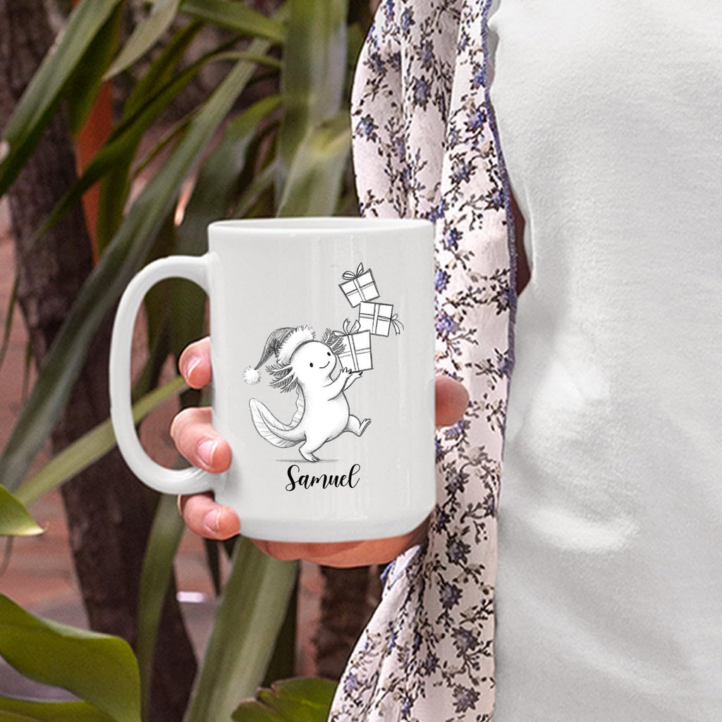 Personalized Axolotl Accent Mug Gift For Birthday Christmas, Axolotls White Coffee Cup 11 15 Oz, Custom Name Axolotl Animal Lover Coffee Mug Gift For Women Men Sister Brother, Cute Animal Travel Cup