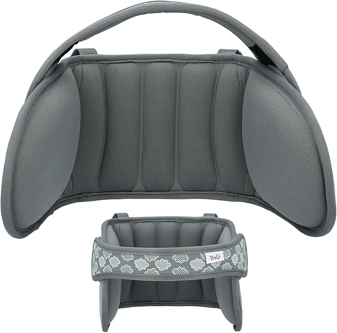 NAPUP Child Head Support for Car Seats – Safe, Comfortable Head & Neck Pillow Support Solution for Front Facing Car Seats and High Back Boosters – Baby & Kids Travel Accessories (Grey)