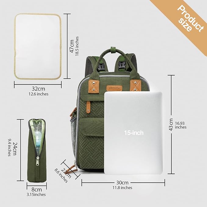 Diaper Bag Backpack 25L Capacity with Changing Pad for Boys and Girls Essential Baby Stuff for Mom (Black)