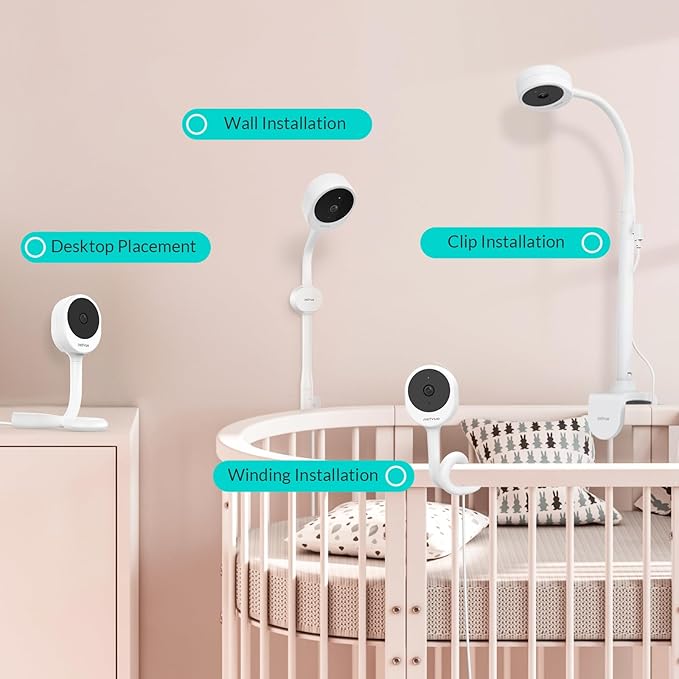 NETVUE Upgraded Baby Camera Monitor Video - 5000mAh Baby Monitor with Camera and Audio, 5" Display, 4 in 1 Bracket Meets The Needs in All Scenarios, Smart Phone App, Cry Detection