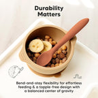 KeaBabies Silicone Baby Spoons, Self Feeding 6-12 months - 3-Pack Baby Weaning Eating Utensils,Toddler First Food Training Spoon,Infant,Kids Feeding Supplies Essential Set,Dishwasher-safe (Terracotta)