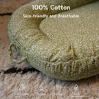 Infant Lounger, Baby Nest Cover for Baby Girls & Boys, Newborn Essentials for Baby 0-18+ Months, 100% Cotton Breathable (Green_Wonder, Cotton_Muslin)