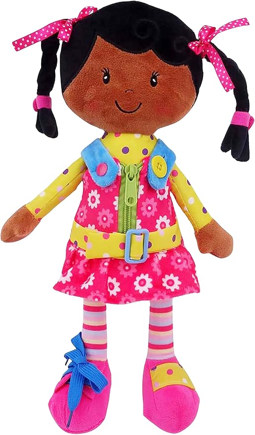 Snuggle Stuffs Sugar Snap Plush Learn to Dress Doll for Toddlers - 15" - for 2 Year Old Girl - Montessori